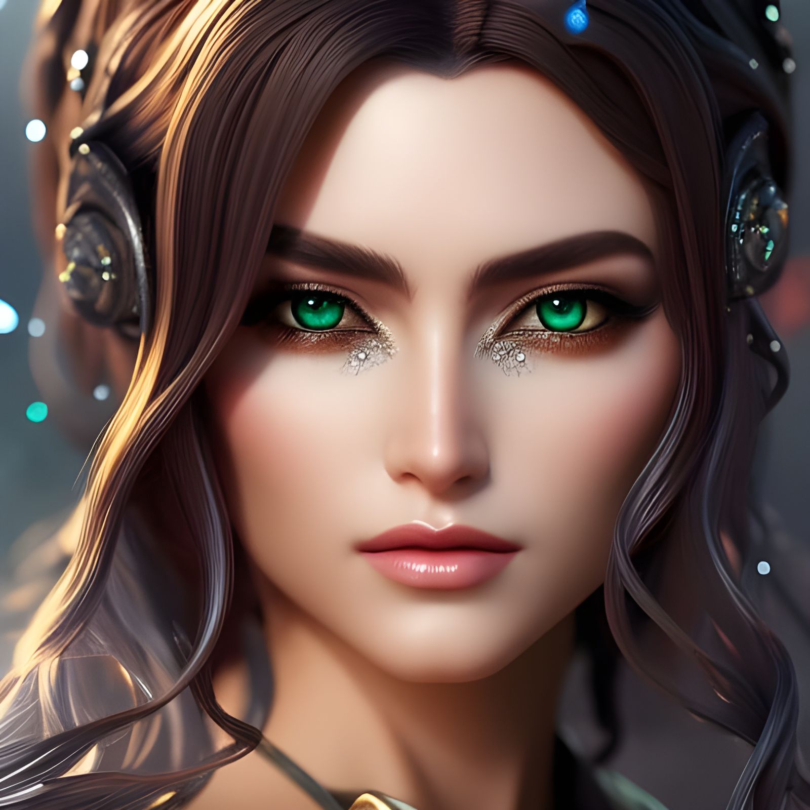 Beautiful Elf Girl in Floating Water, Fantasy Art