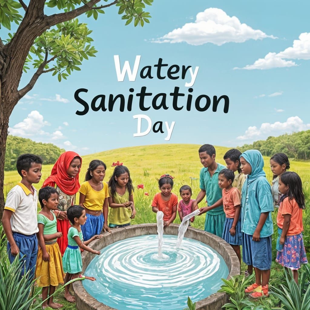 Water Sanitation Day Presentation in Vibrant Digital Art