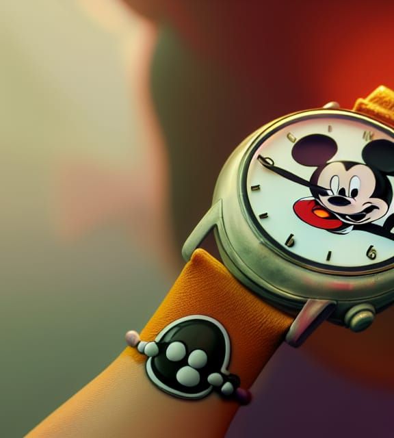 Mickey Mouse Wristwatch 1980s: Detailed 3D Digital Art