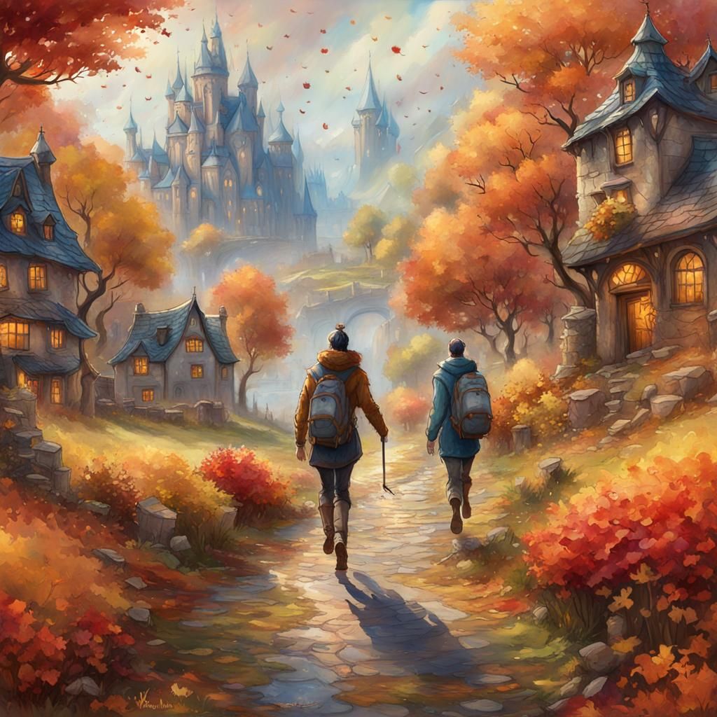 Fairytale Autumn Football in Watercolor Style