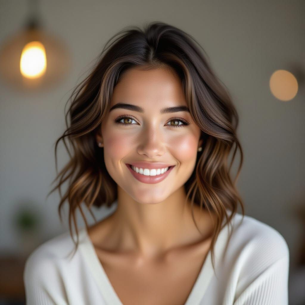 Warm Portrait of Young Woman in Professional Style