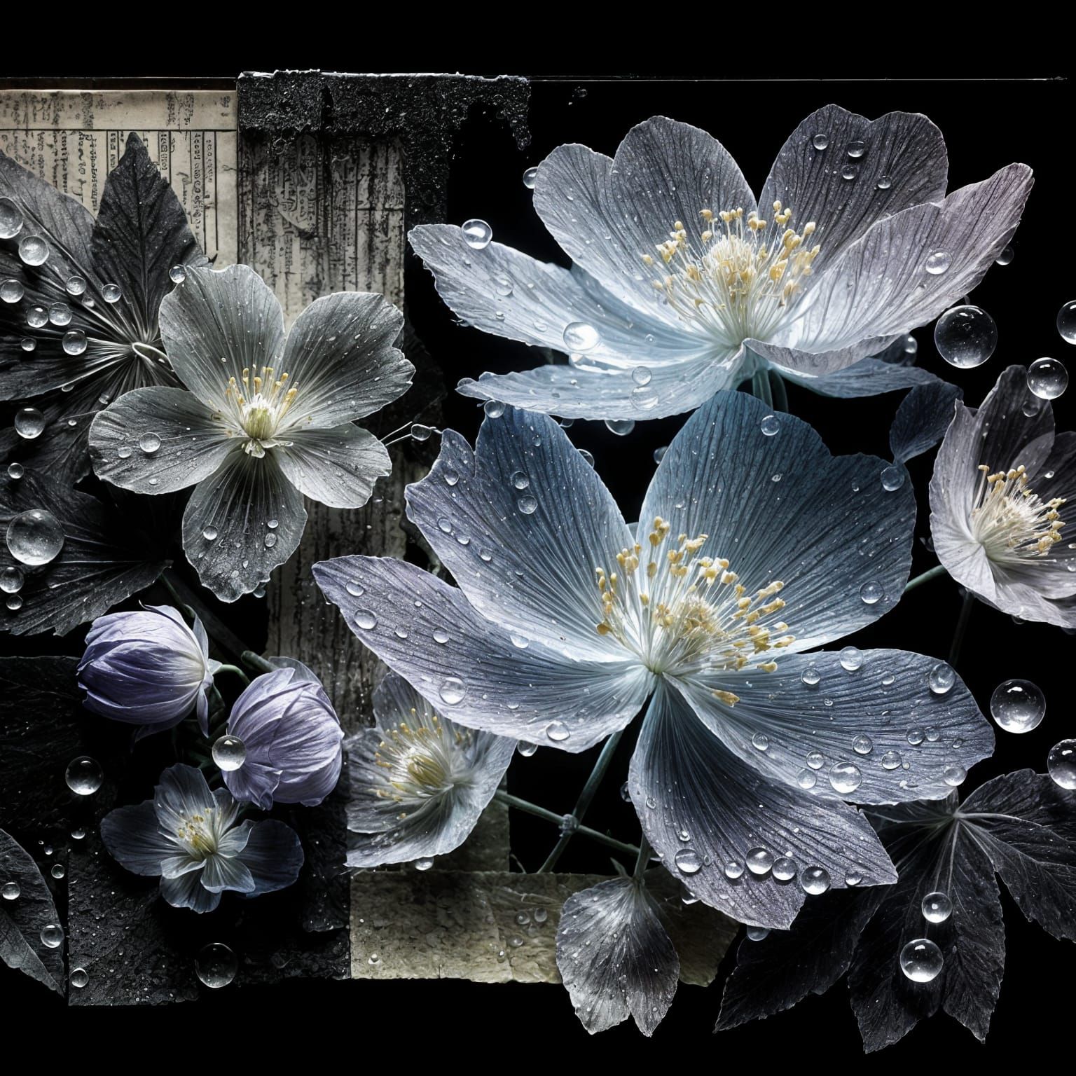 Surreal Double Exposure: Transparent Lavender Flowers and Ne...