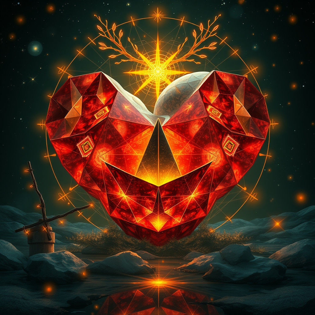 Surreal Christmas Heart in Synthwave Klimt Style