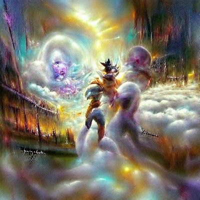 Epic Battle: Goku vs Frieza in Astral Oil Painting
