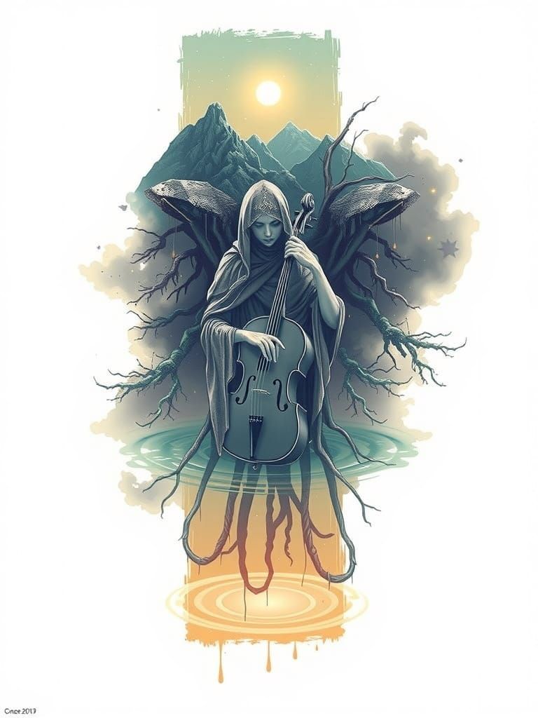 Celestial Mountain Goddess Mourning Over Crystal Lake