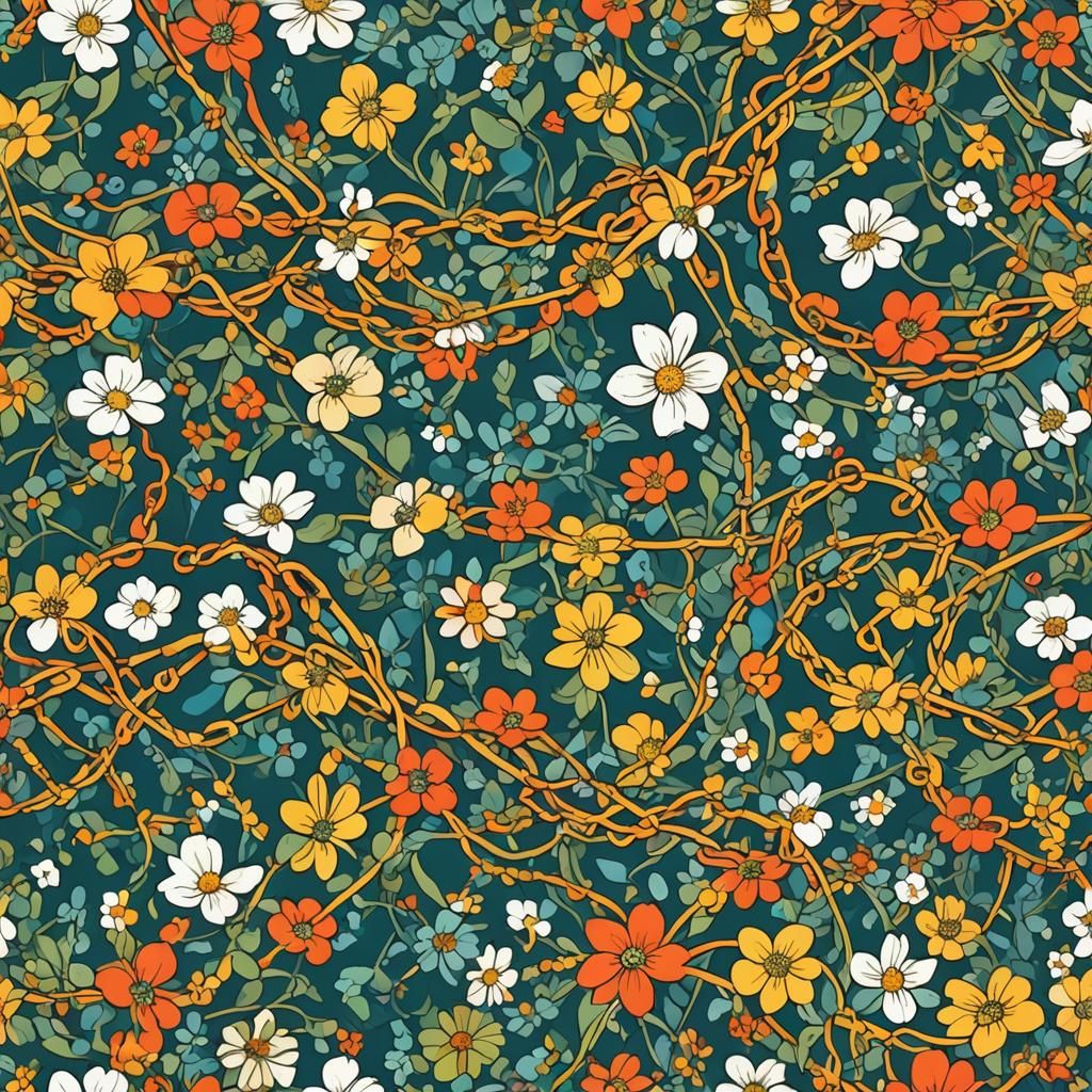 Abstract Flower Chain in Complementary Colors