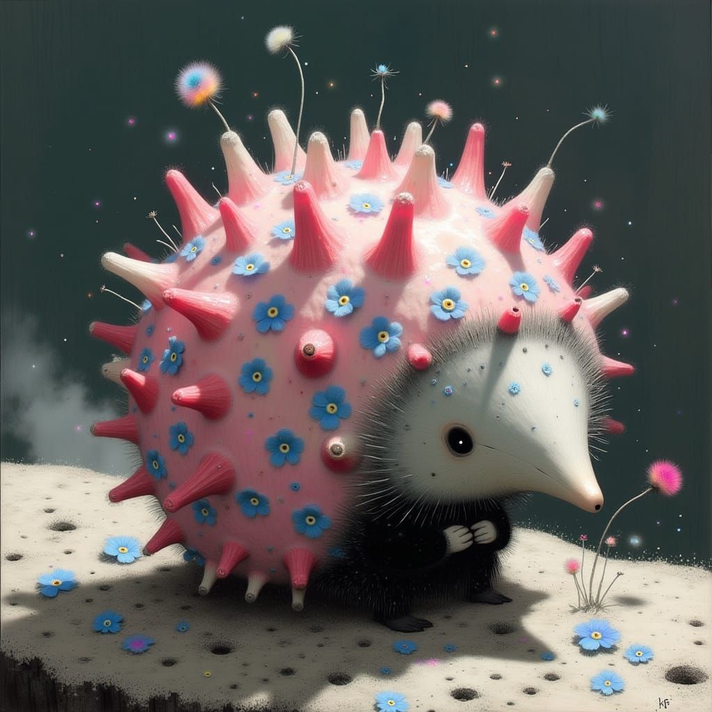 Surreal Echidna in Pastel Paradise