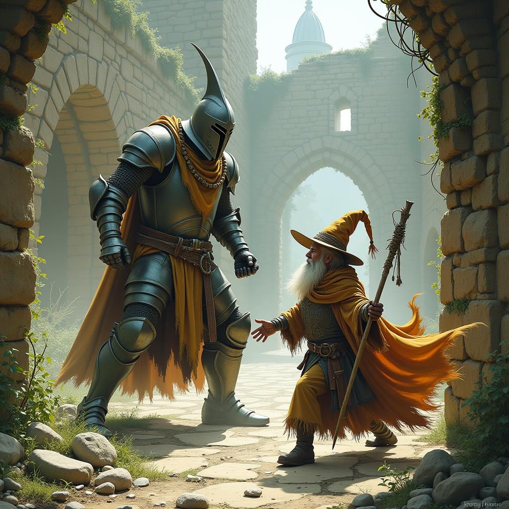 Wizard Gnome Duel in Fantasy Ruins
