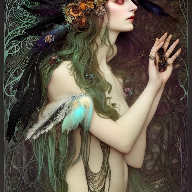 Forest Witch Art Nouveau Portrait
