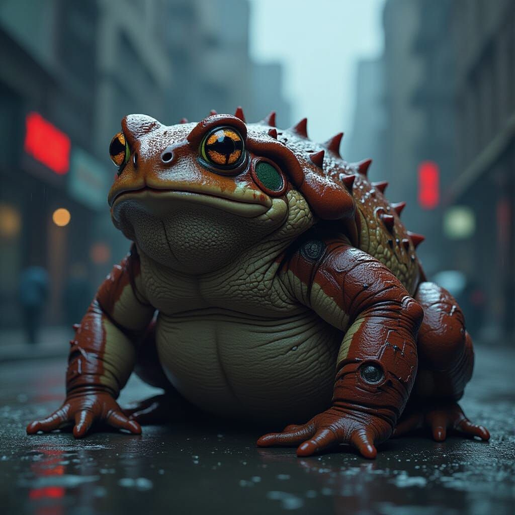 Gothic Kaiju Toad with Symbiote in Dark City