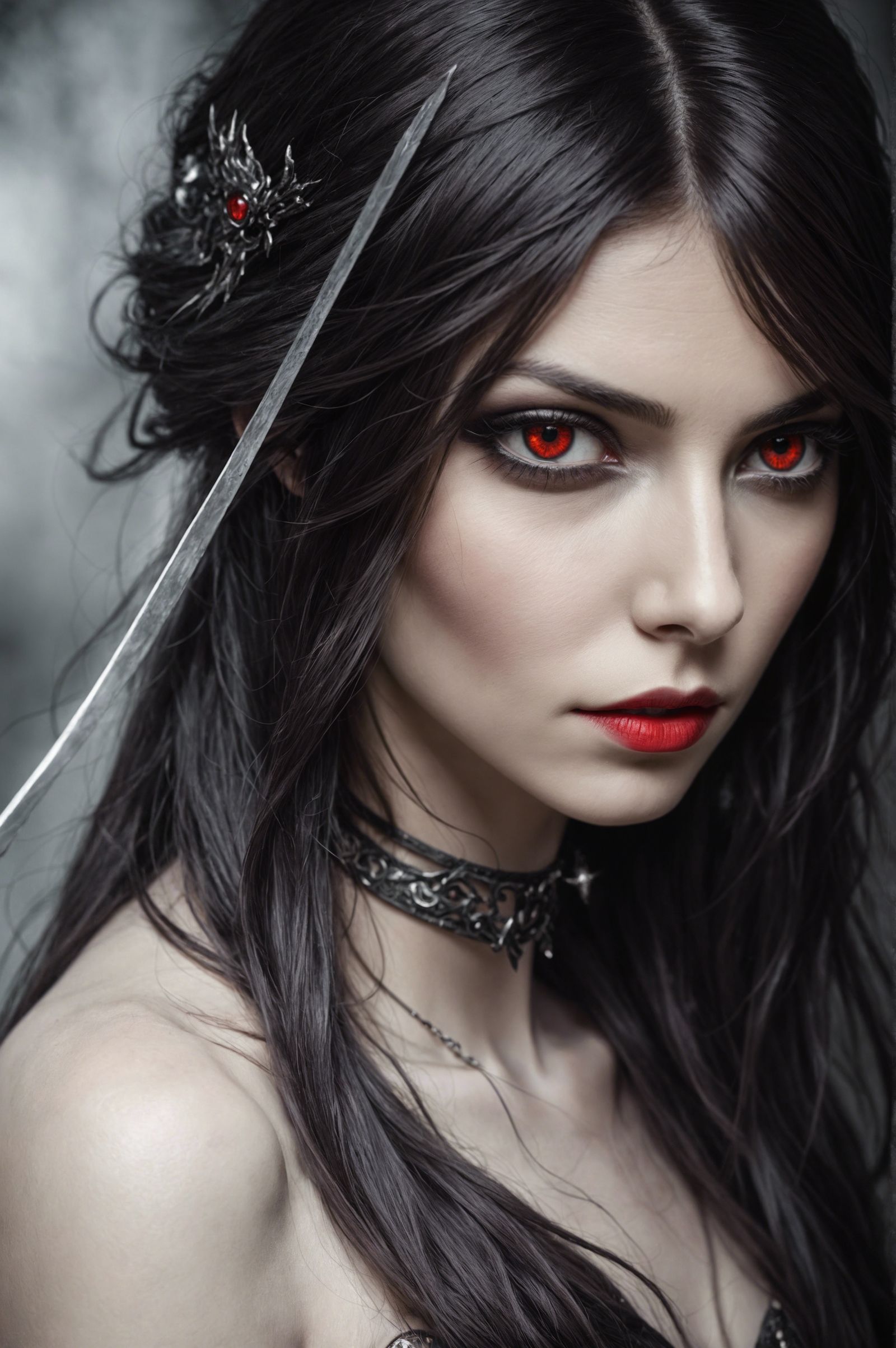 Elegant Goddess Portrait in Digital Art Style