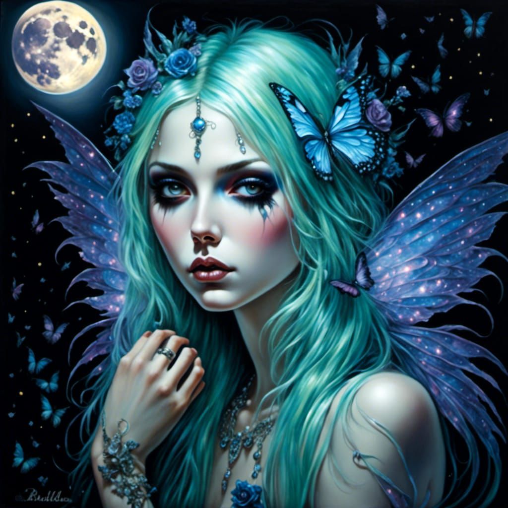 Luminous Emo Moon Fairy Digital Art