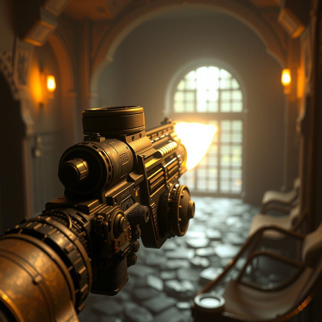 Warhammer Lasgun with Vivid Volumetric Lighting