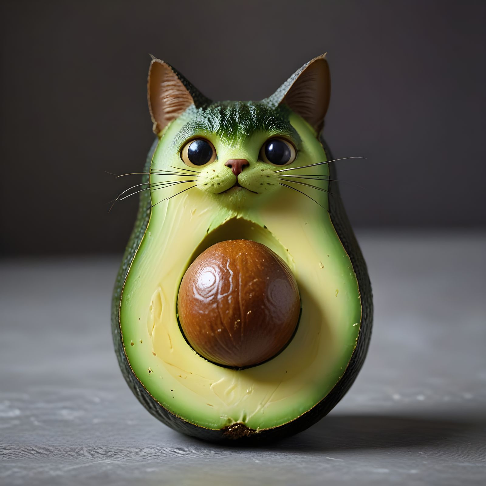 Surreal Avocado Cat in Whimsical Style
