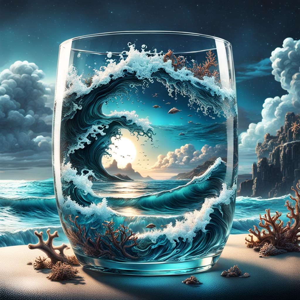 Ocean in a Glass at Midnight