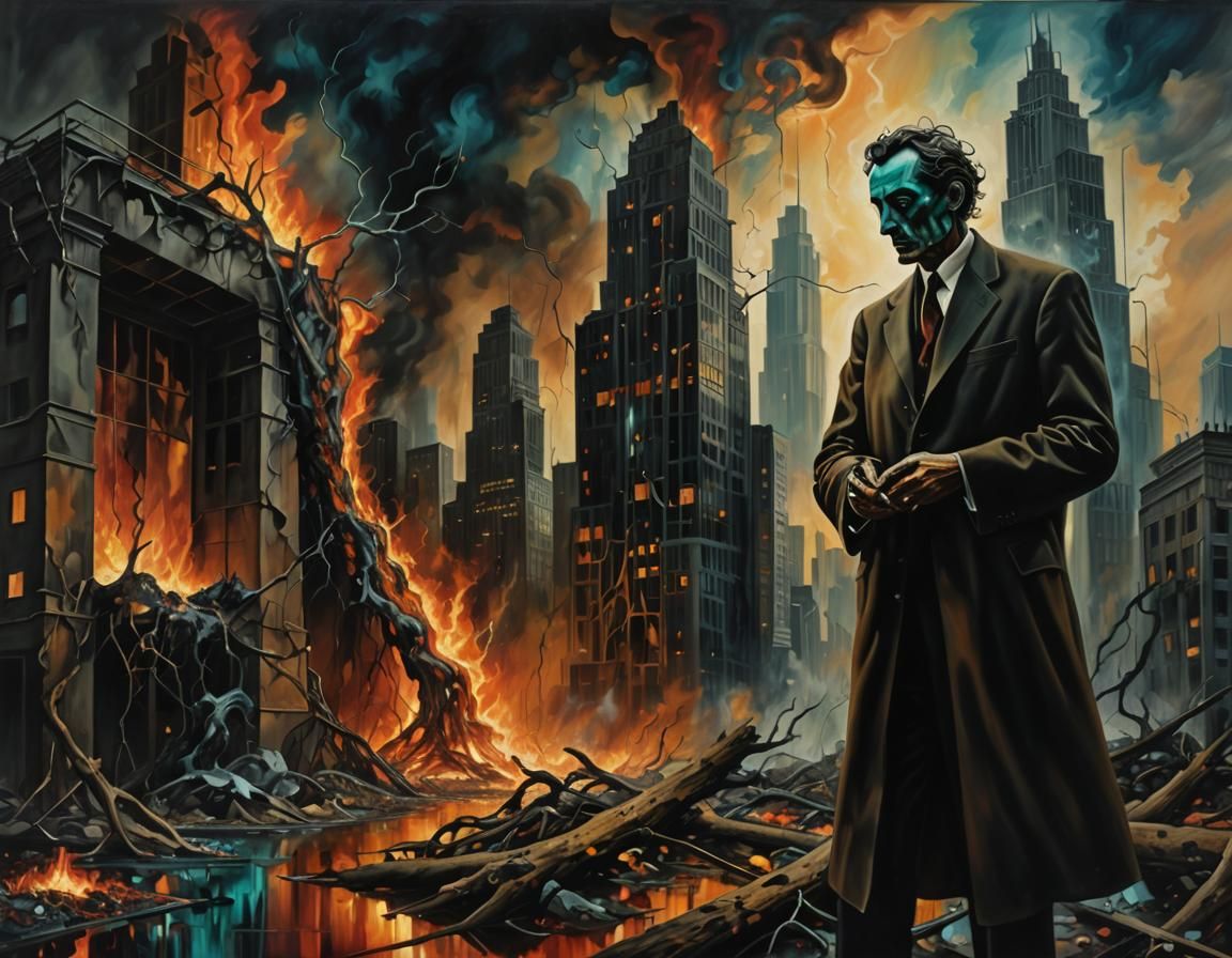 Surreal Aura Amidst Chaotic Abstract Landscape