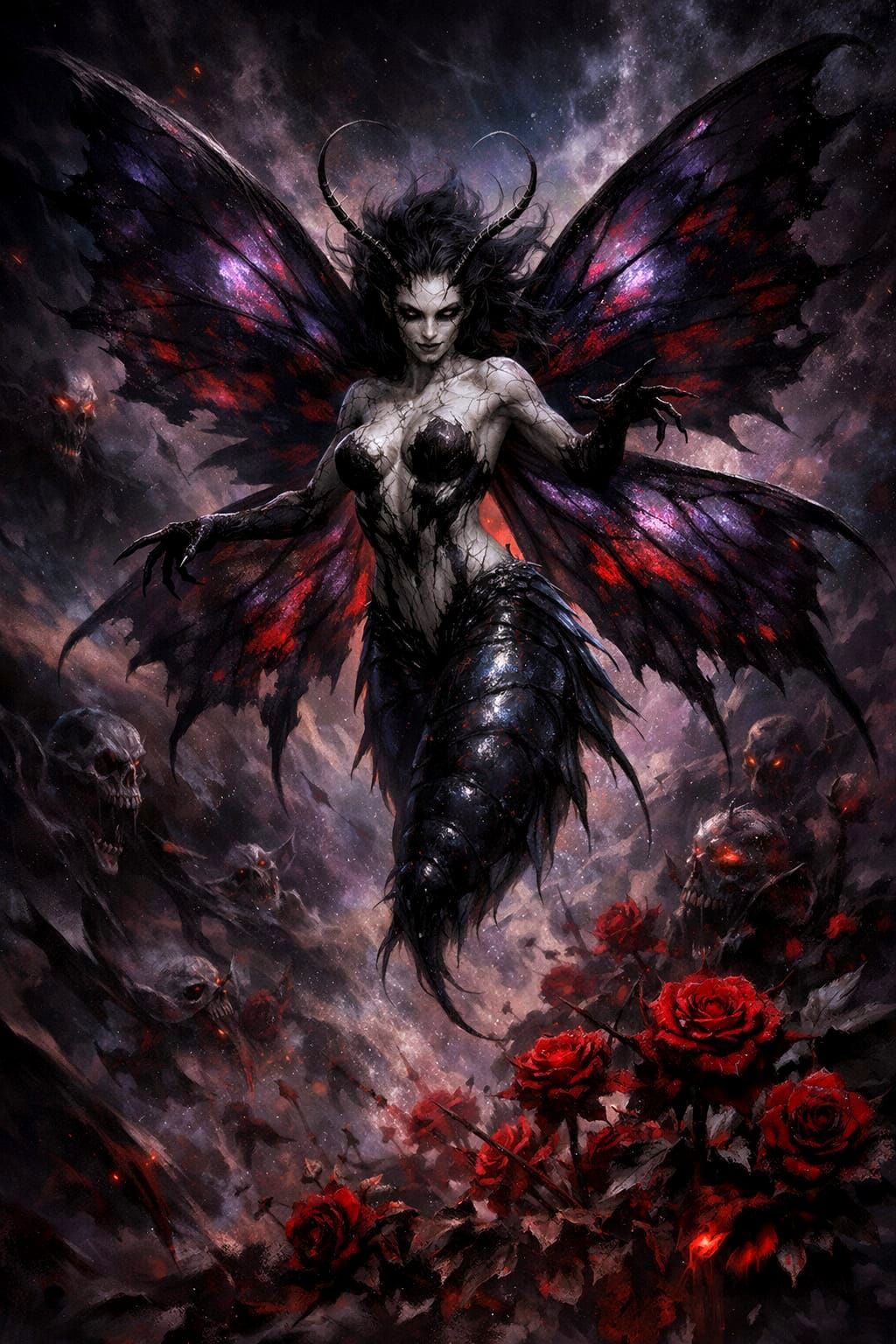 Demonic Butterfly Creature in Dark Galaxy Fantasy