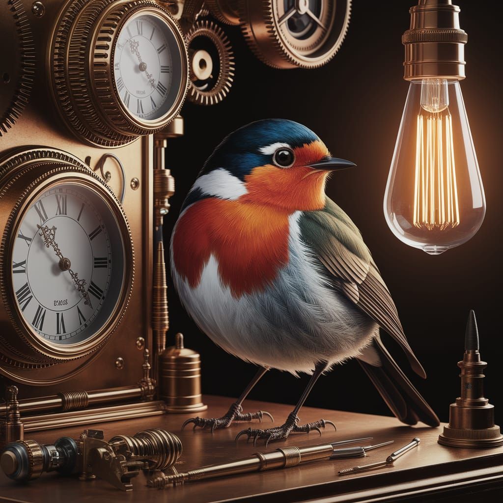 Dieselpunk Robin Mechanic with Clockwork Details