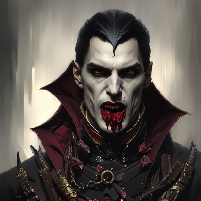 Vampire Portrait in Art Nouveau Style