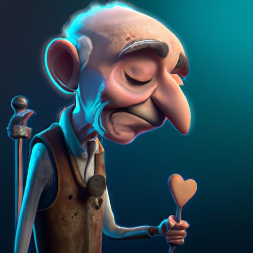 Tender Old Person: Pixar-Style 3D Digital Art