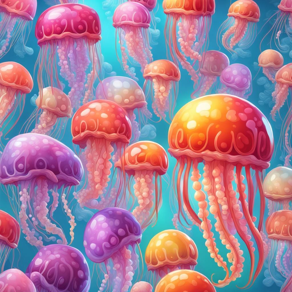 Candy Art Jellyfish: Whimsical Digital Illustration