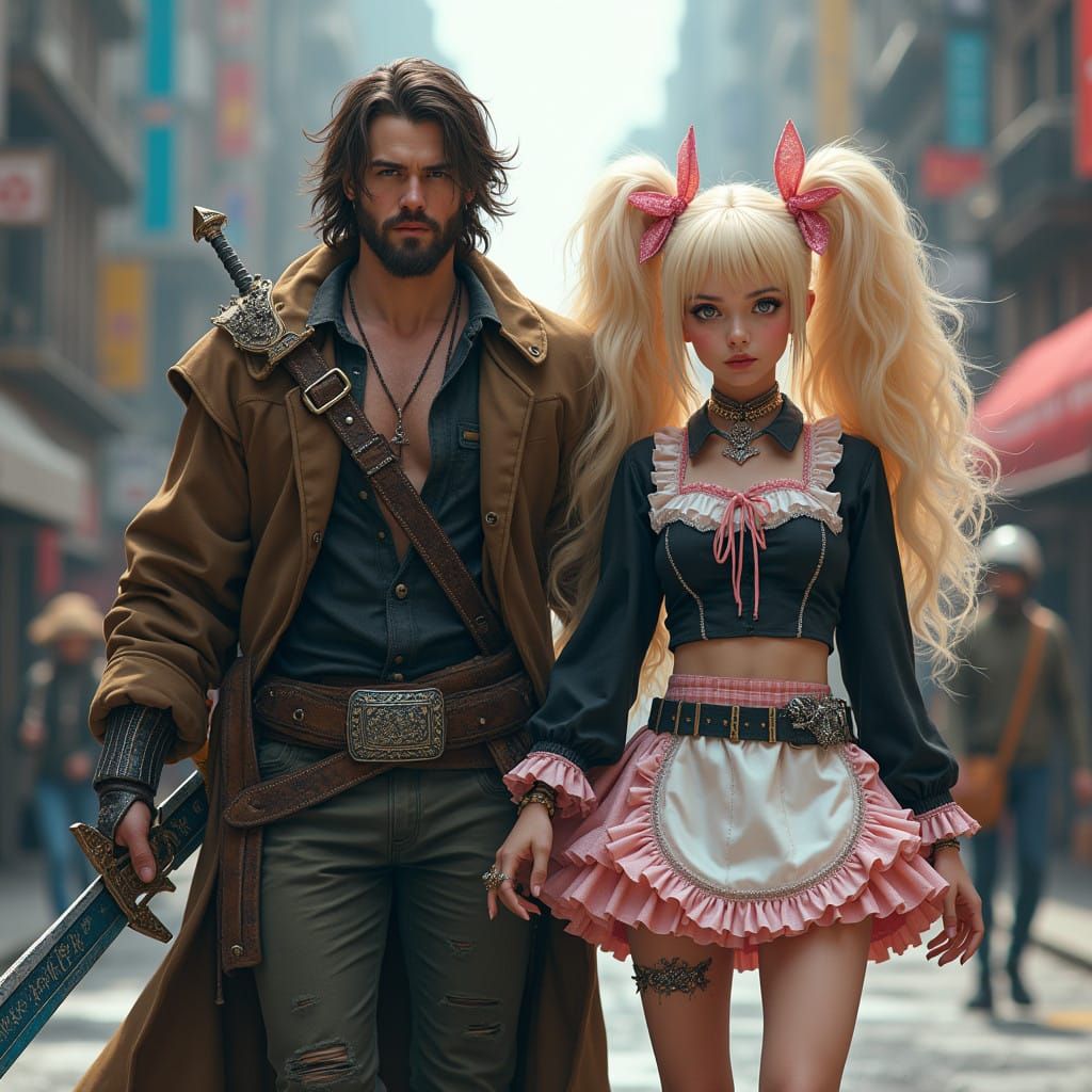 Cyberpunk Rogue and Gamer Kawaii Emo Maid