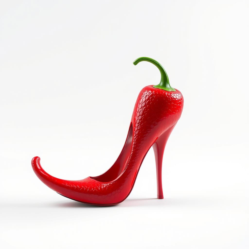 Whimsical Chili Pepper Heeled Shoe in Futuristic Style