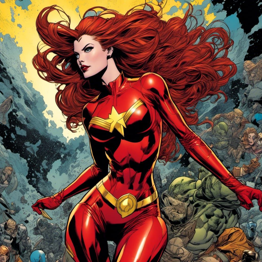 <lora:Comic Book Style:1.0> Scarlet Witch by Stan Lee, Jack ...