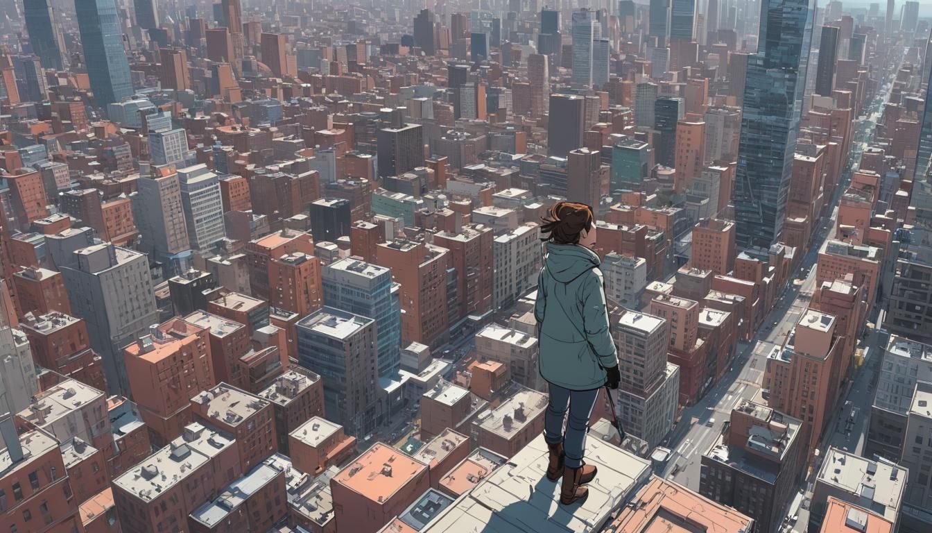 City Overwhelmed by Powerful Winds: Comic Book Art