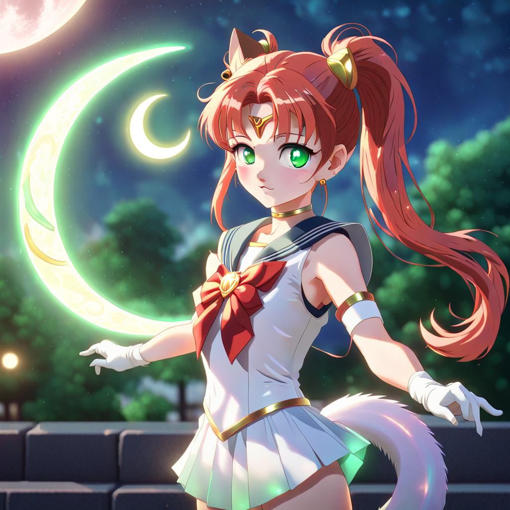 Anime Cat-Girl Sailor Scout with Magical Powers