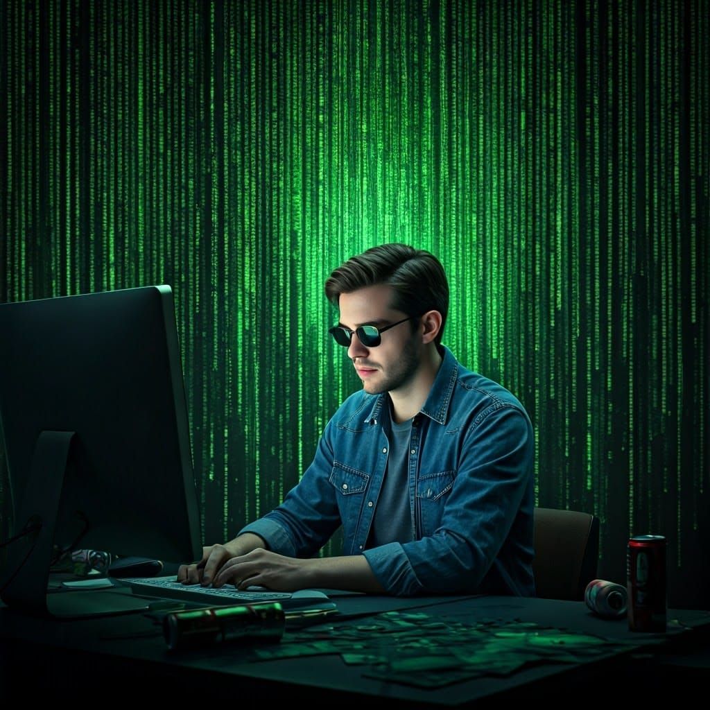 Programmer's Digital Rain in Cyberpunk Style Unveiled
