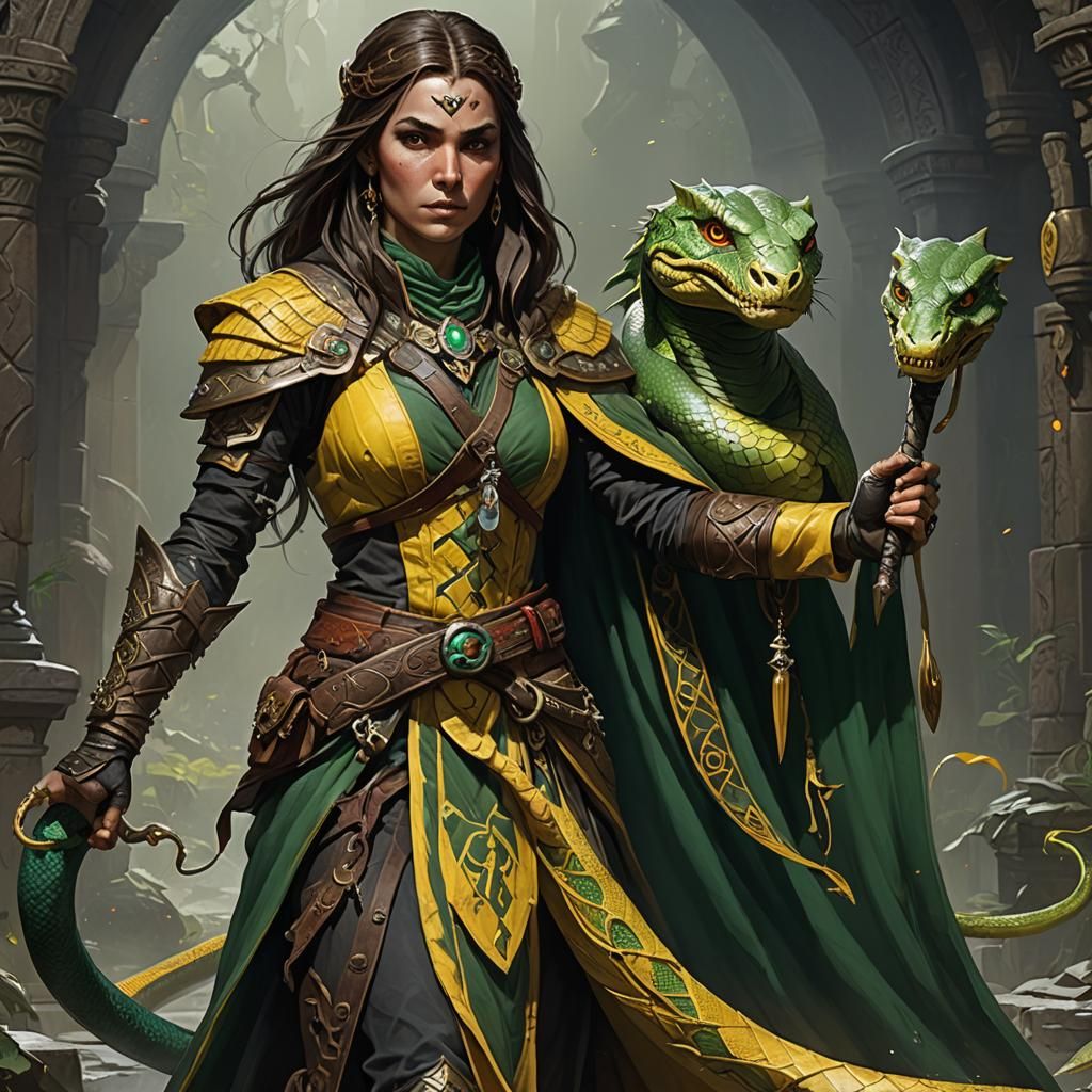 D&D Yaun-Ti Sorceress in Dark Fantasy Art