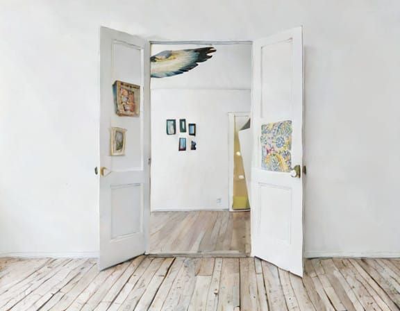 Surreal Collage Whimsy in a Dreamlike Room