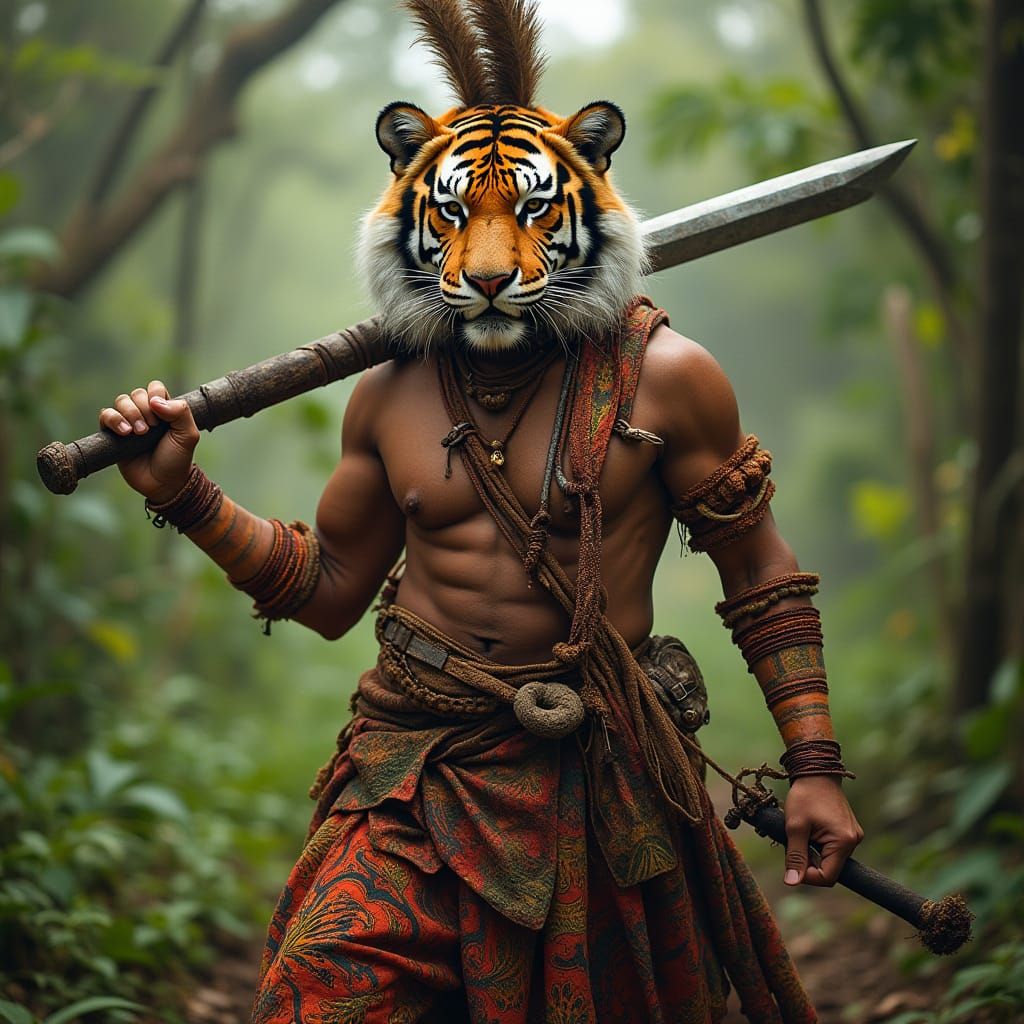 Sundanese Warrior Embodies Tiger Power in Indonesian Landsca...