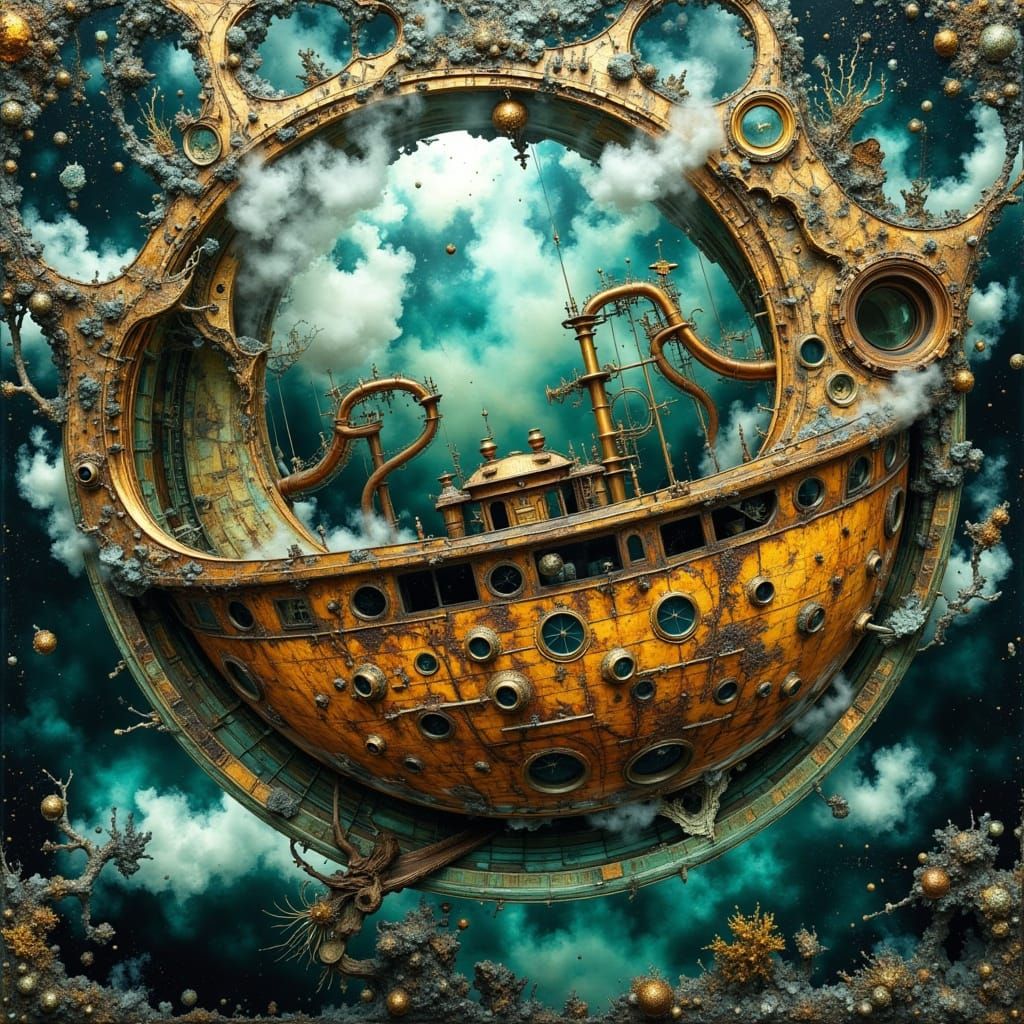Steampunk Sailing Vessel on Chaotic Seas