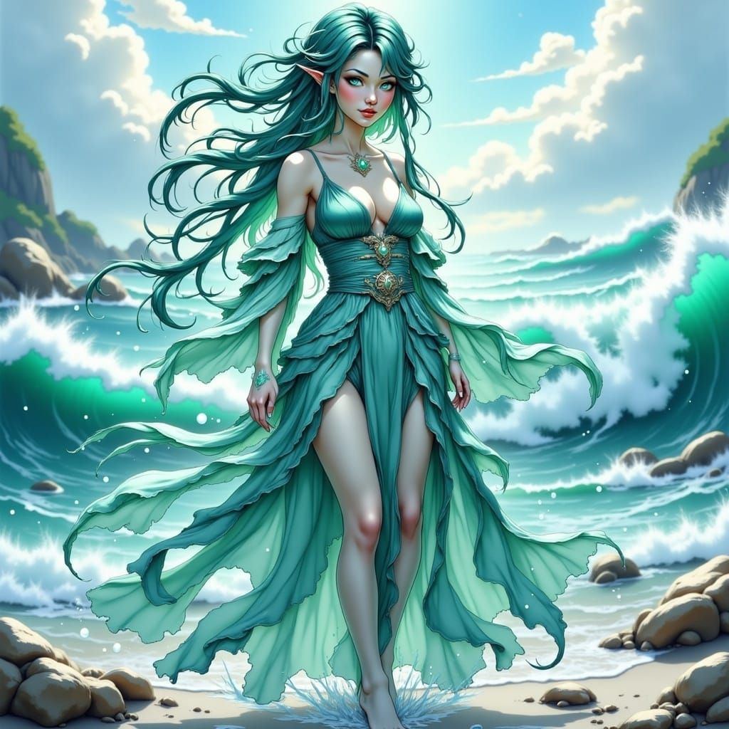 Water Mage Summons Dragons on Windswept Beach