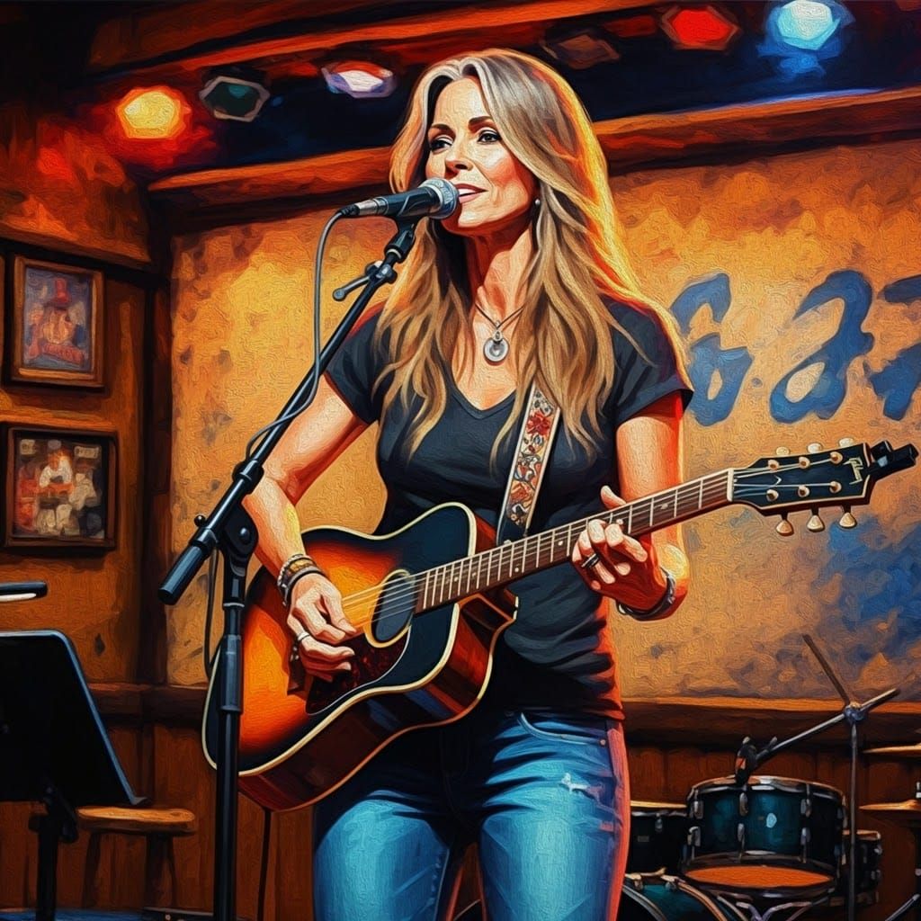 Impressionistic Painting of a Singer Performing Live