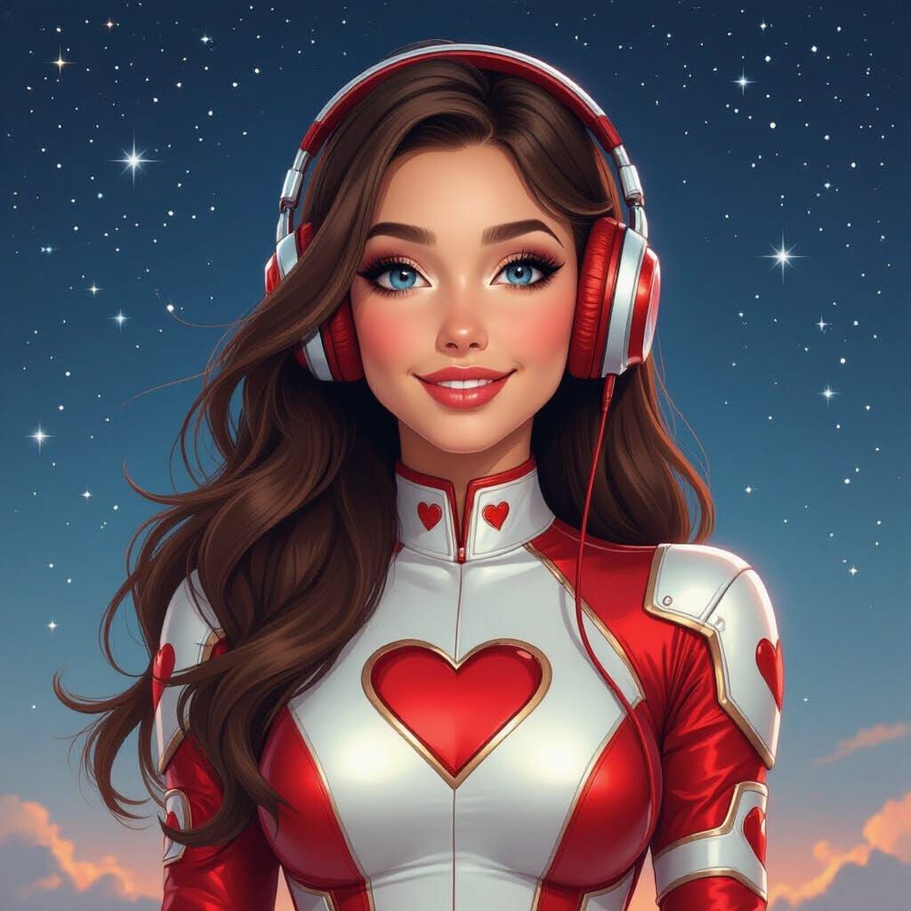 Futuristic Woman with Headphones in Digital Art Style
