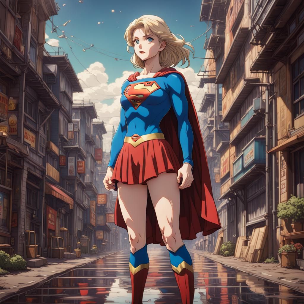 Supergirl in 1990s Anime Style