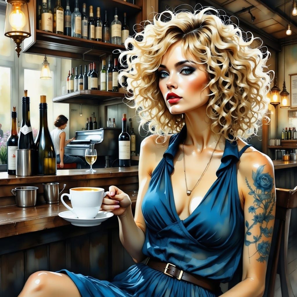 Impressionist Woman in a Bar