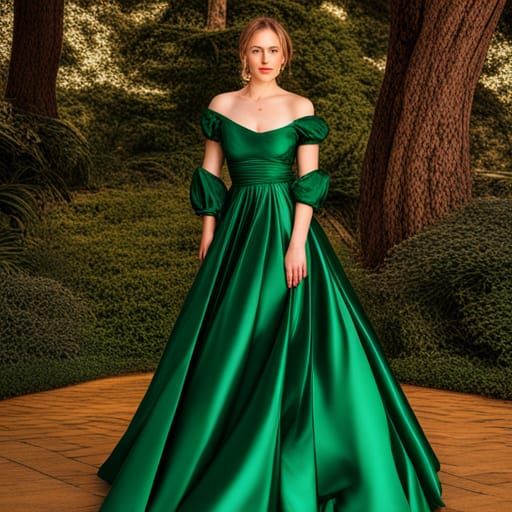Woman in Green Gown: 3D Digital Art