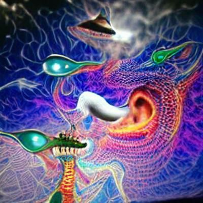 Surreal Dragon in Space: Abstract AI Art