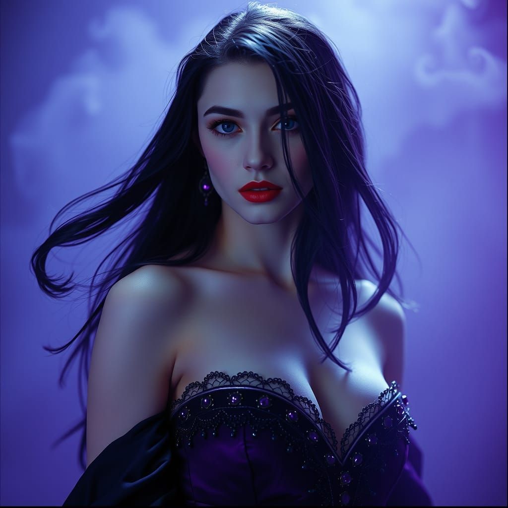 Powerful Princess of Purple Light in Cinematic Style