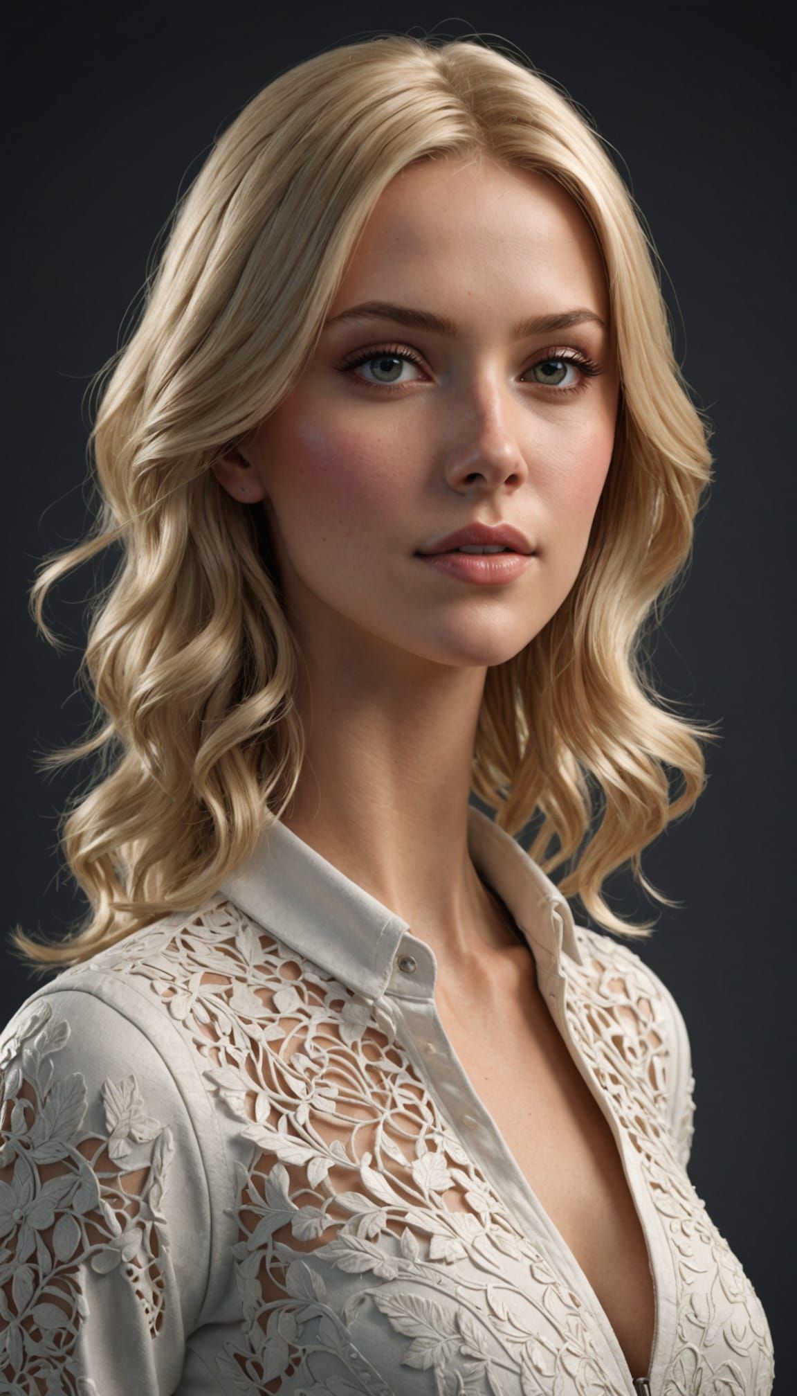 Beautiful Blonde Woman in Hyper Detailed 3D