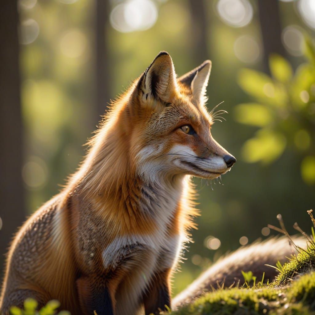 Fox Captured in Vibrant Bokeh Lighting