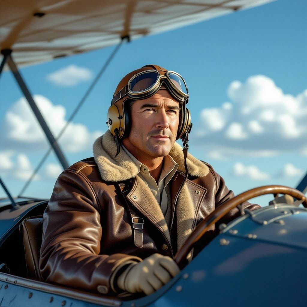 Vintage Aviator Soars Through Classic Hollywood Skies