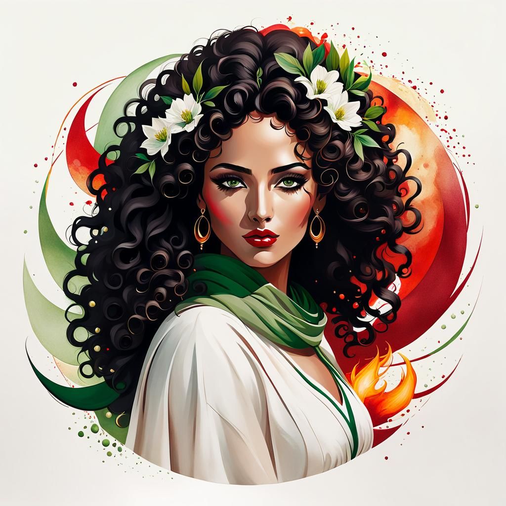 Minimalist Portrait of Woman in Traditional Dress