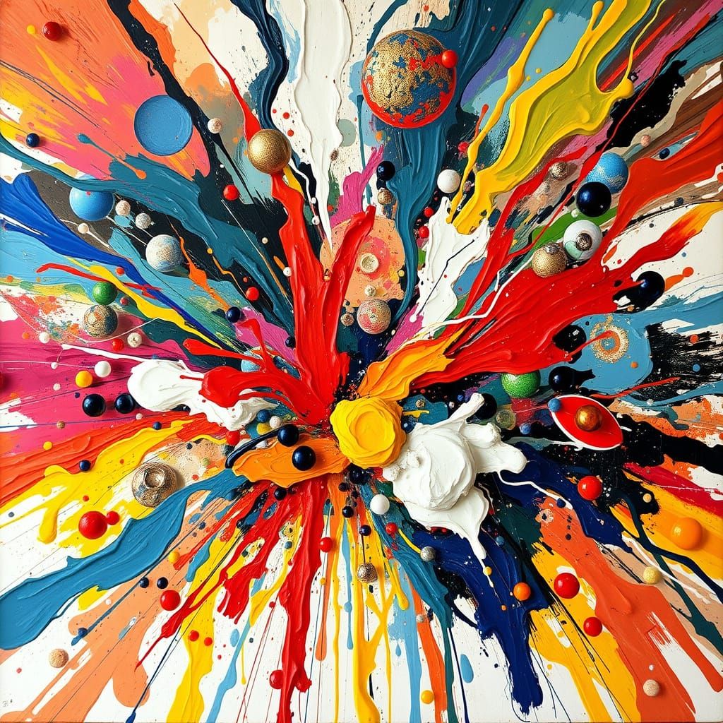 Abstract Expressionist Color Explosion in Dynamic Art