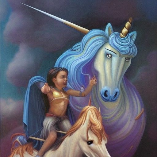 Hades on Unicorn in Ikea: Oil Painting