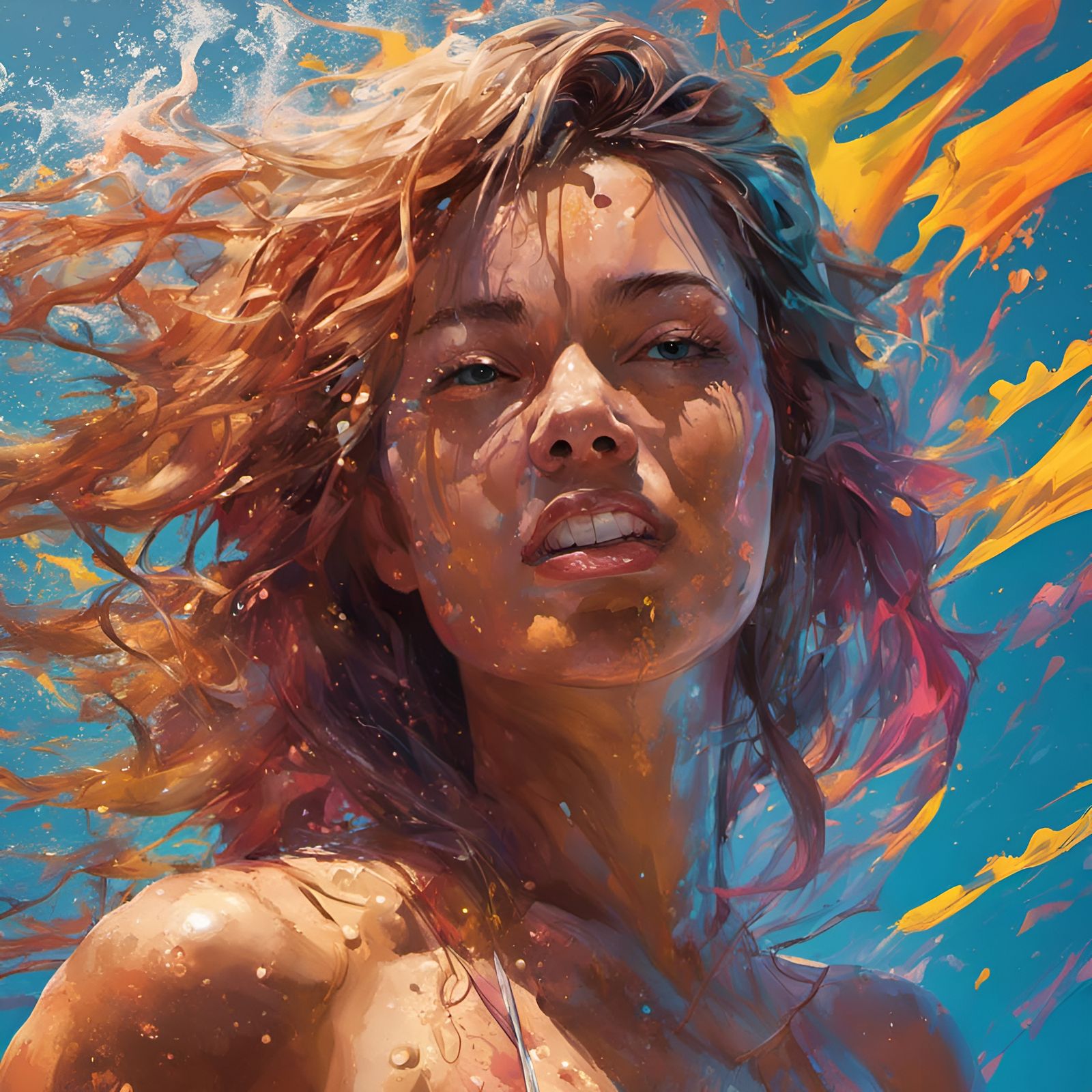 Hyperrealistic Bikini Portrait with Dramatic Lighting